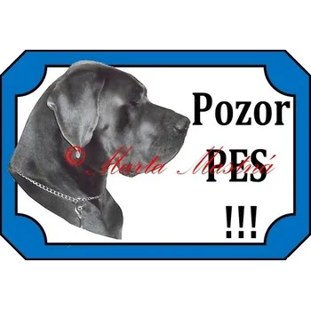 Cedulka doga německá modrá pozor - Bez samolepicí vrstvy