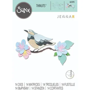 Výtvarná sada SIZZIX Vyřezávací kovové šablony Thinlits - Jarní ptáče 14 ks