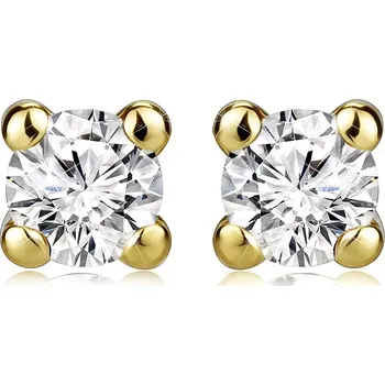 Náušnice Náušnice ze žlutého 14K zlata - kulatý čirý zirkon, puzetové zapínání