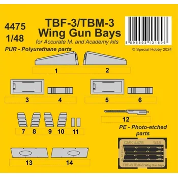 Plastikový model 1/48 TBF-3/TBM-3 Wing Gun Bays (ACCUR/ACAD)
