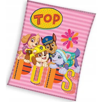 Dětská deka Fleecová Deka Přehoz 110x140 Tlapková patrola SKE RŮŽOVÁ