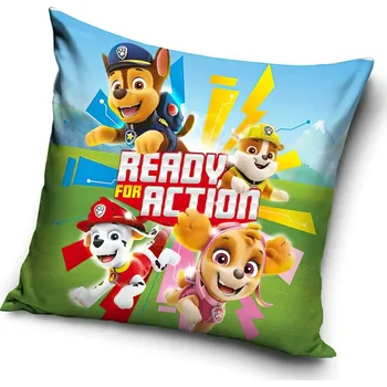 Bytový textil Dětský povlak na polštářek TLAPKOVÁ PATROLA READY FOR ACTION, zeleno-modrý 40x40cm (více variant výplně)