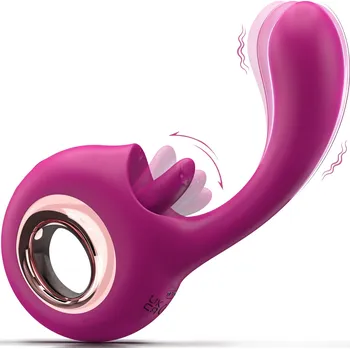 Vibrátor SuperLove 2in1 G-Spot Licking Tongue Vibrator Burgundy
