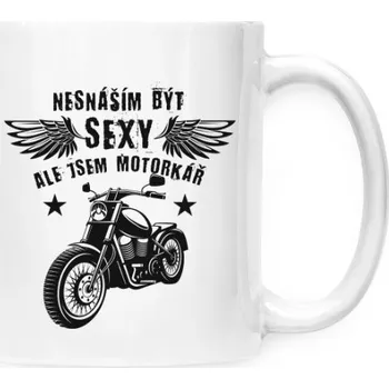 Hrnek malý bílý s potiskem Sexy motorkář