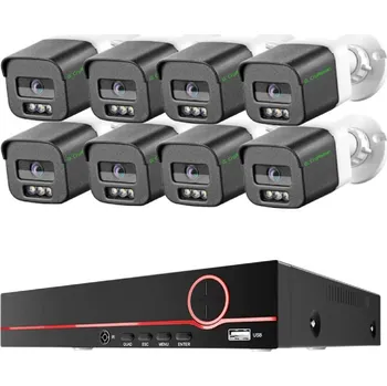 Bezpečnostní kamera 8MP IP PoE kamerový set, 8 kamer, ColorVu, XM
