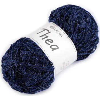 Příze Pletací příze žinylková s lurexem Thea 100 g, barva 6 modrá tmavá stříbrná