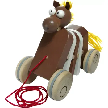 Dřevěná hračka Dřevěný tahací koník klapací