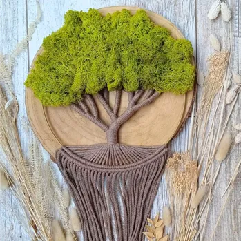 Stojan na květiny Auura Macramé mechový strom Velikost: Kruh 25 cm, Varianta: Varianta 4