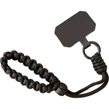 Ručně tkané nastavitelné poutko na telefon - Černé