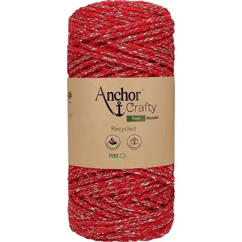 Příze Anchor Crafty fine Metallic 503 Červená (Příze na macrame Anchor Crafty fine Metallic Červená)