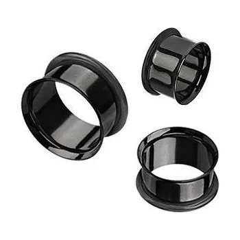 Piercing Černý ocelový tunel do ucha s gumičkou (2,5 mm)