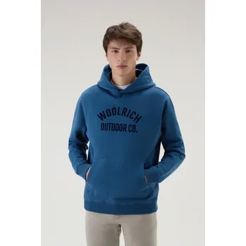 Pánská mikina MIKINA WOOLRICH ORGANIC COTTON SCRIPT HOODIE BLUE LOBSTER