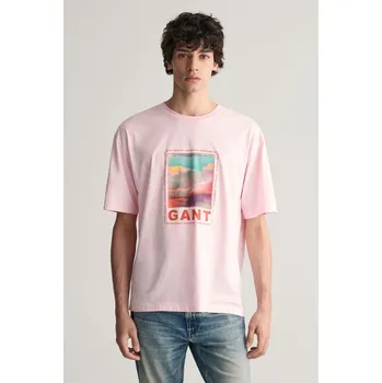 Pánské tričko TRIČKO GANT WASHED GRAPHIC SS T-SHIRT CALIFORNIA PINK