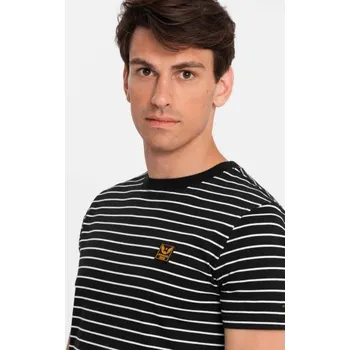 Pánské oblečení Pánské pruhované tričko s nášivkou Ombre Design černobílé