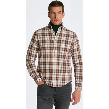 Pánská košile KOŠILE GANT REG UT BRUSHED OXFORD CHECK SHIRT MUSTARD BEIGE