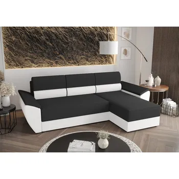 Sedací souprava Rozkládací rohová sedací souprava OPHELIA - tmavě šedá / bílá