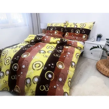 Povlečení Krepové povlečení Bublina hnědá francouzský rozměr 2x70x90/200x220