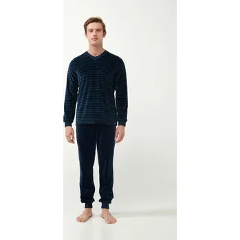 Pánské pyžamo Vamp Sametové pruhované pyžamo 21710