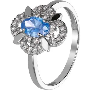 Prsten Zlaton Prsten bílé zlato s modrým kamenem vel.60 2.25g 001112603240