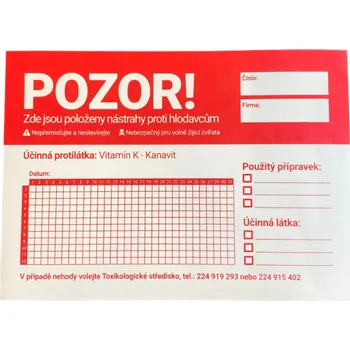 Hubení hlodavce Výstražný štítek velikosti A6 na deratizační stanici