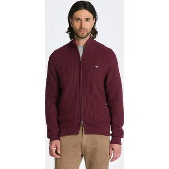 Pánský svetr SVETR GANT COTTON TEXTURE ZIP CARDIGAN RED SHADOW