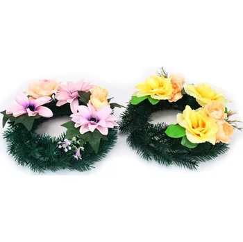 Smuteční dekorace Věnec náhrobní malý 28cm dekor, UH, CZE