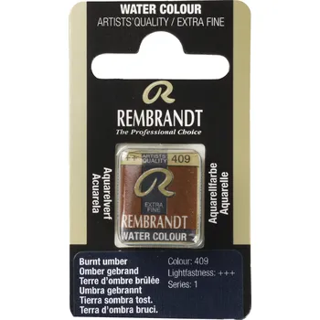 Vodová barva Akvarelová barva v půlpánvičce Rembrandt - 409 Burnt Umber