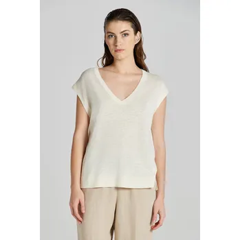 Dámský svetr VESTA GANT LINEN BLEND V-NECK VEST CREAM