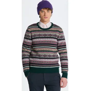 Pánské oblečení SVETR GANT MULTI COLOUR FAIR ISLE C-NECK TARTAN GREEN