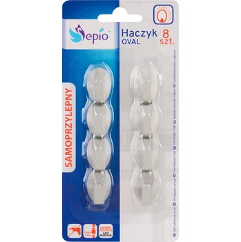 Věšák 8x háček samolepící malý nerez ovál