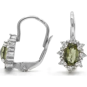 Náušnice Stříbrné náušnice s vltavínem Princess