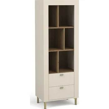 Knihovna Vitrína Mossa MO 4 - Kašmírově šedá / Dub