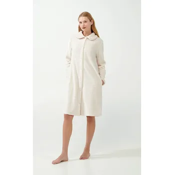 Dámský župan Vamp - Fleecový župan na knoflíky 21362 - Vamp beige skin xl