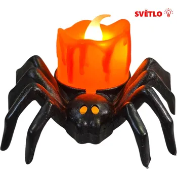Karnevalový doplněk LED svíčka pavouk Halloween