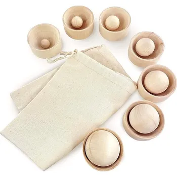 Dřevěná hračka ULANIK Dřevěné kelímky a kuličky