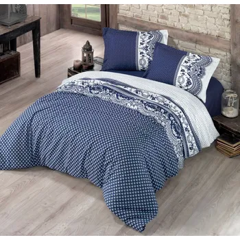 Bytový textil Kvalitex francouzské bavlněné ložní povlečení CANZONE modré 200x200,70x90cm