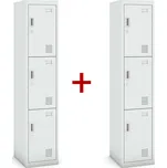 Šatní skříňka S3 trojdveřová 1+1 ZDARMA, demont, cylindrický zámek, šedá/šedá