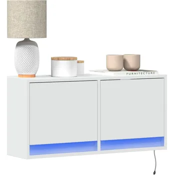 Televizní stolek vidaXL Nástěnná TV skříňka s LED osvětlením 80 x 31 x 35 cm [852357] Barva: Bílá