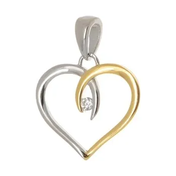 Přívěsek Stříbrný přívěšek srdíčko se zirkonem STRZ1151F