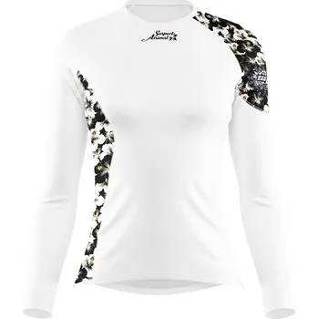 Dámské funkční triko dlouhý rukáv FLOWERS bílá Bamboo Ultra