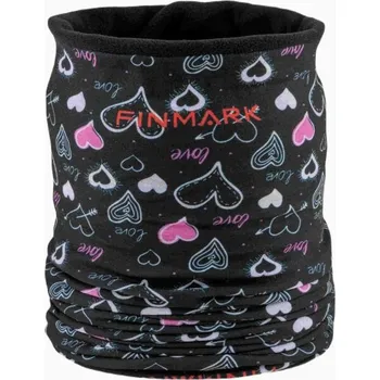 Nákrčník Dívčí multifunkční šátek Finmark MULTIFUNCTIONAL SCARF WITH FLEECE OS Černá, Bílá, Růžová