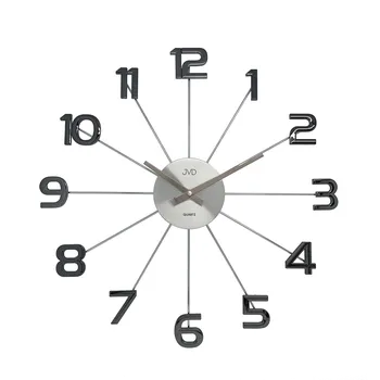 Hodiny Antracitové černé paprskovité kovové hodiny JVD HT072.4 s číslicemi (Antracitové černé paprskovité kovové hodiny JVD HT072.4 s číslicemi)