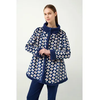 Dámský župan Vamp - Župan s knoflíky a potiskem 21411 - Vamp blue print xxl