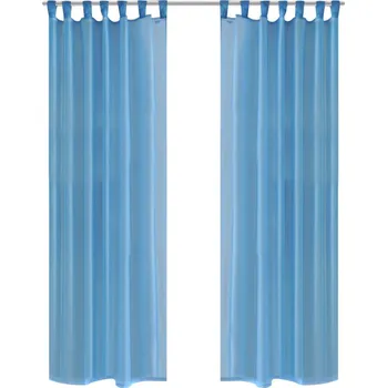Tyrkysové průsvitné závěsy - 2 ks - 140 x 245 cm