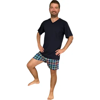 Pánské pyžamo Rozárka Pyžamo pánské krátké P1 tmavě modré Barva: tmavě modrá, Velikost: L