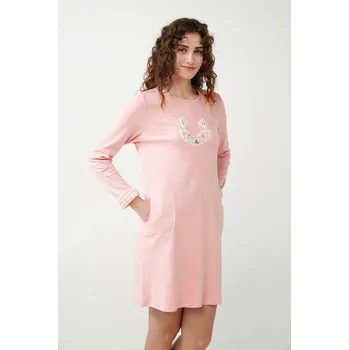 Vamp - Růžová bavlněná noční košile 21426 - Vamp pink peach xxl