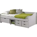 Bílá postel s úložným prostorem Mega - masiv borovice