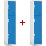 Šatní skříňka S3 trojdveřová 1+1 ZDARMA, demont, cylindrický zámek, šedá/modrá