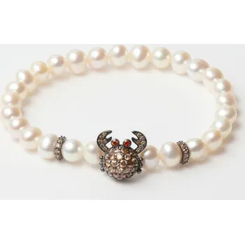 Náramek Dámský náramek Lancaster JLA-BR-CRAB-4-WH Kaštanová Bílá Mincovní stříbro 16 mm