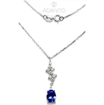 Zlatý briliantový náhrdelník s tanzanitem z bílého zlata